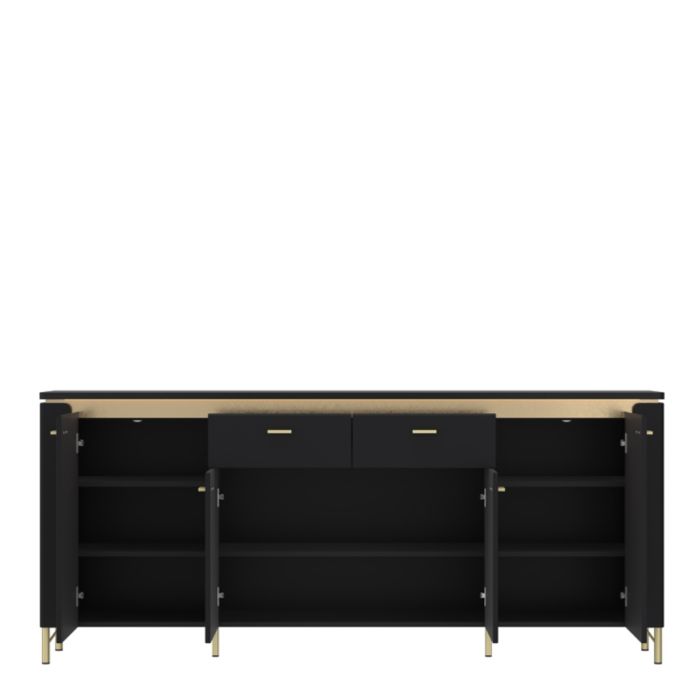 Drento Sideboard 4 Door 2 Drawer in Black Matt/Gold
