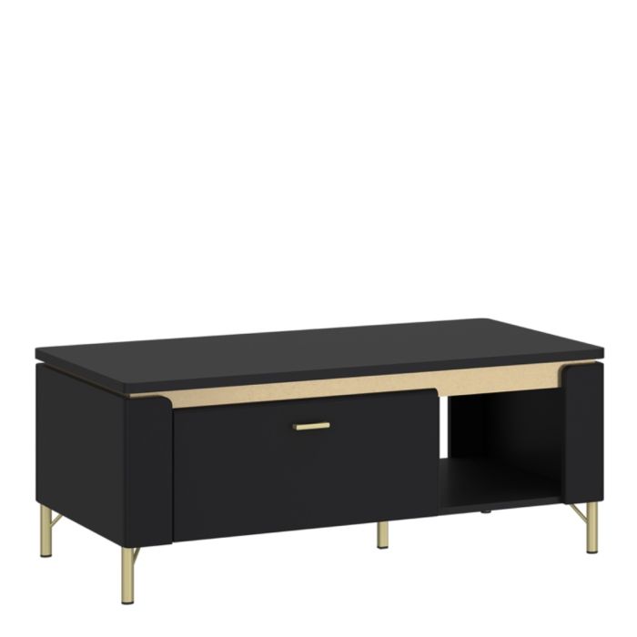 Drento Coffee Table 1 Drawer in Black Matt/Gold