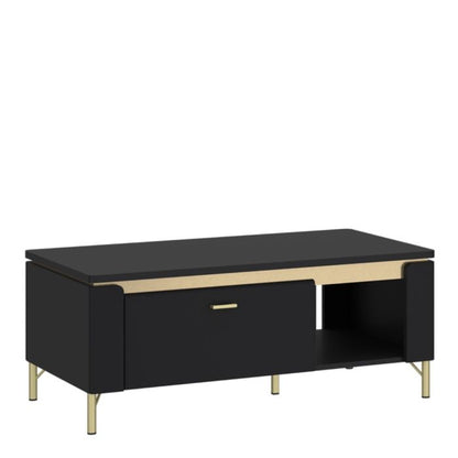 Drento Coffee Table 1 Drawer in Black Matt/Gold