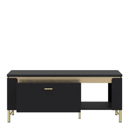 Drento Coffee Table 1 Drawer in Black Matt/Gold