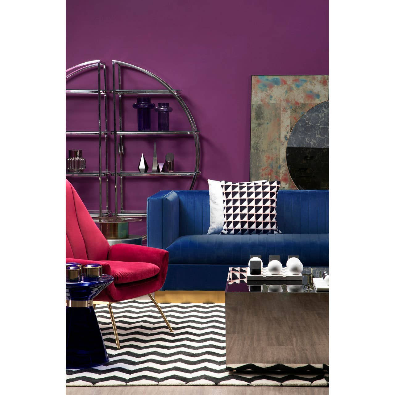 Opal 3 Seater Deep Blue Sofa