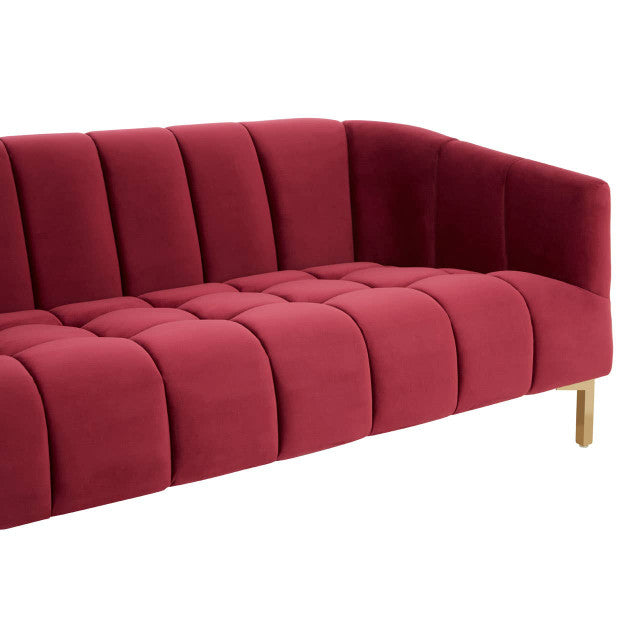 Bella 3 Seater Wine Velvet Sofa