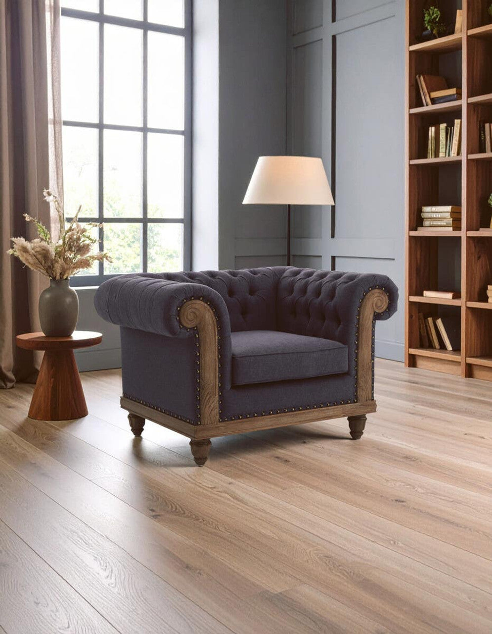 Cabra Chesterfield Graphite Grey Chair