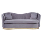 Franza 3 Seater Pleated Grey Velvet Sofa