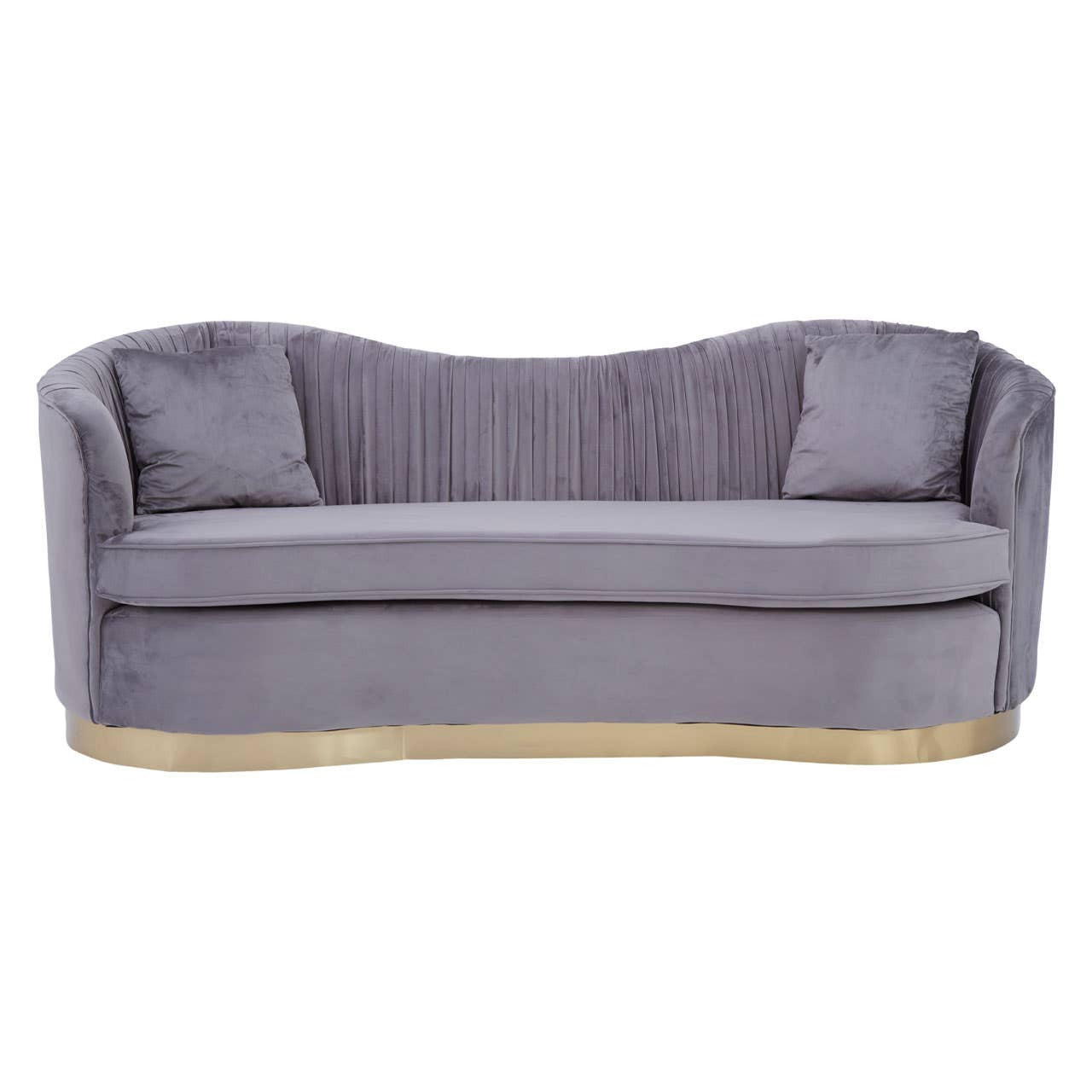 Franza 3 Seater Pleated Grey Velvet Sofa