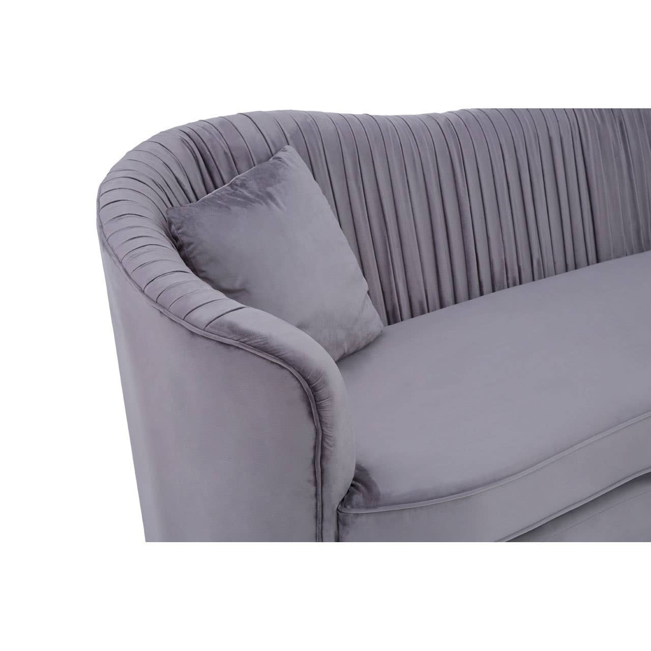 Franza 3 Seater Pleated Grey Velvet Sofa
