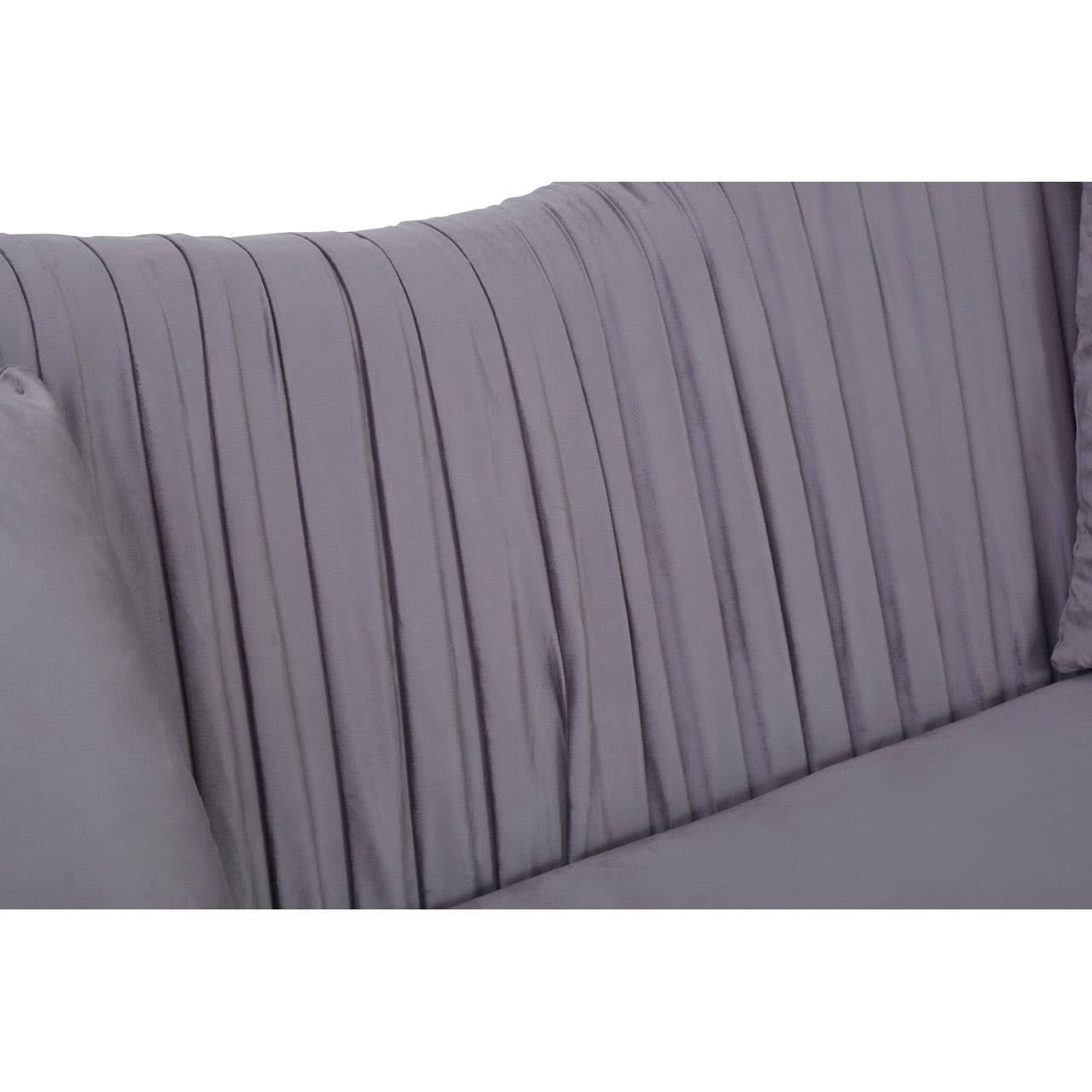 Franza 2 Seater Pleated Grey Velvet Sofa