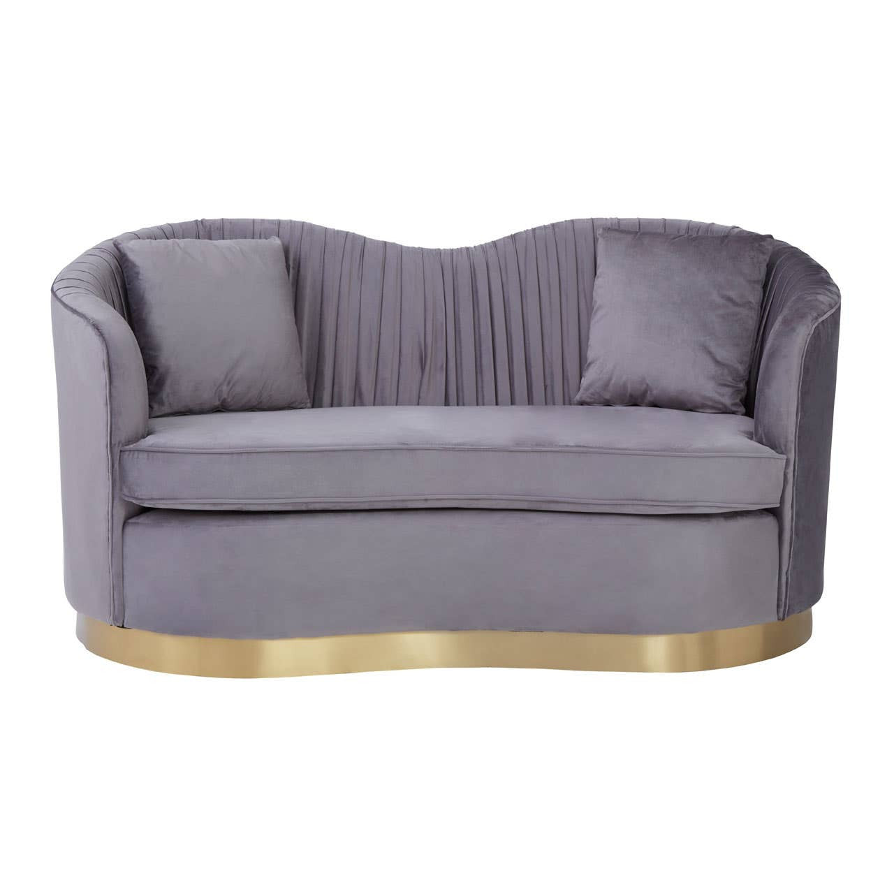 Franza 2 Seater Pleated Grey Velvet Sofa