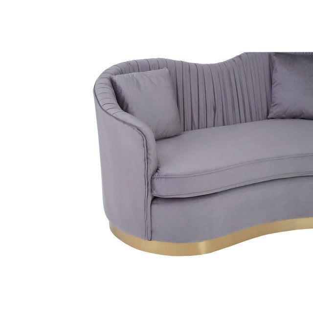 Franza 2 Seater Pleated Grey Velvet Sofa