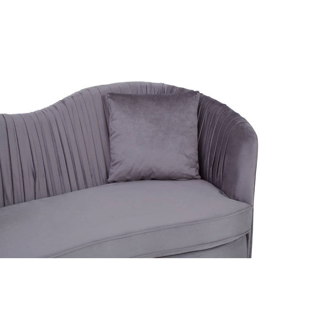 Franza 2 Seater Pleated Grey Velvet Sofa