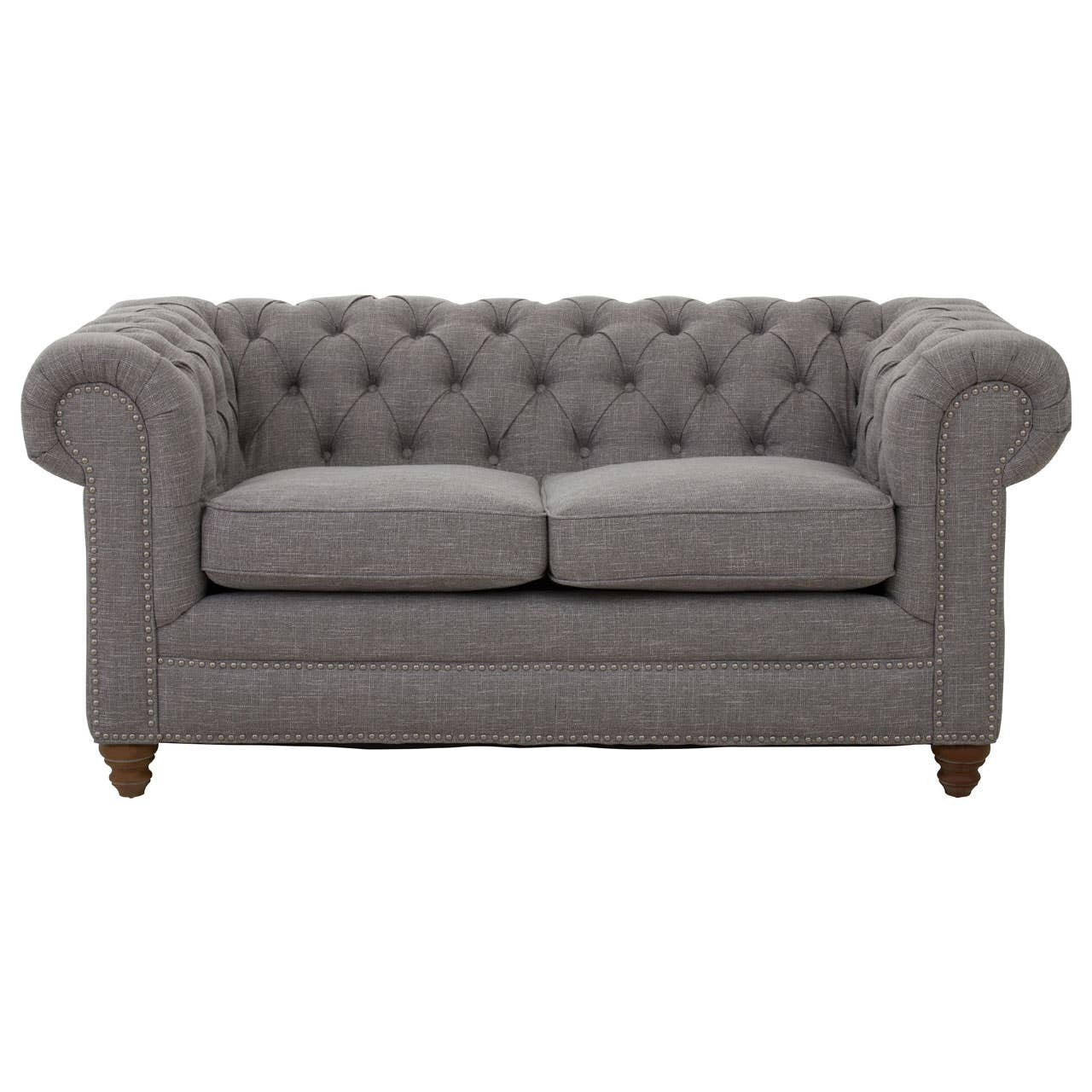 Stella 2 Seater Chesterfield Grey Linen Sofa