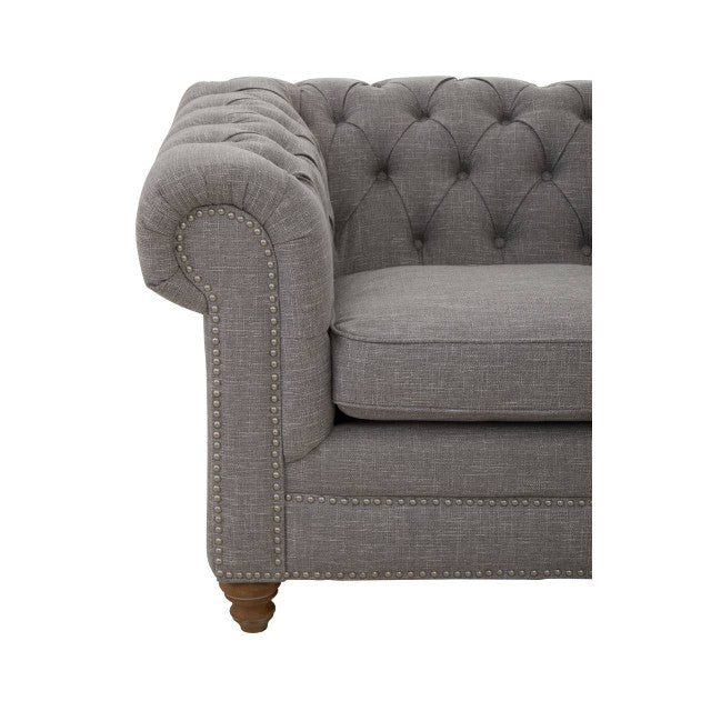 Stella 2 Seater Chesterfield Grey Linen Sofa