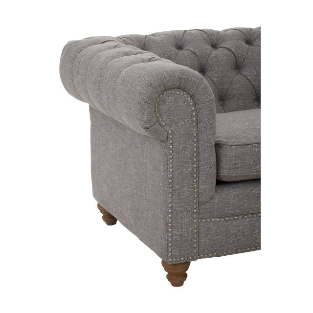Stella 2 Seater Chesterfield Grey Linen Sofa