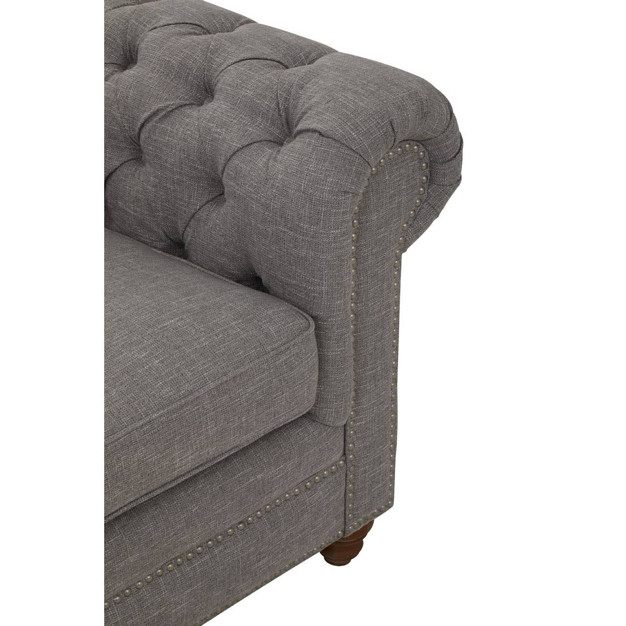 Stella 2 Seater Chesterfield Grey Linen Sofa