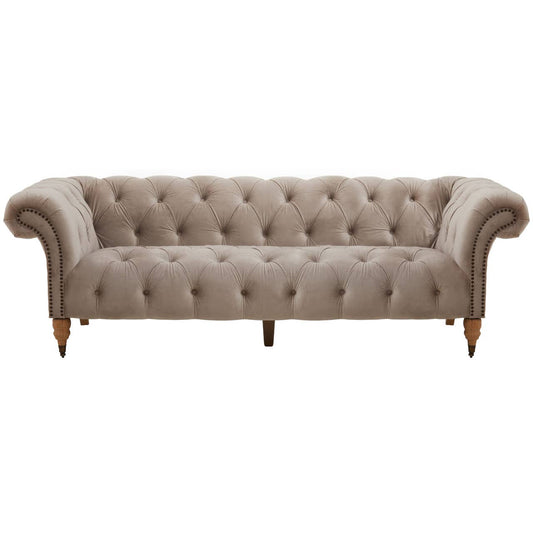 Suri Three Seat Natural Velvet Sofa