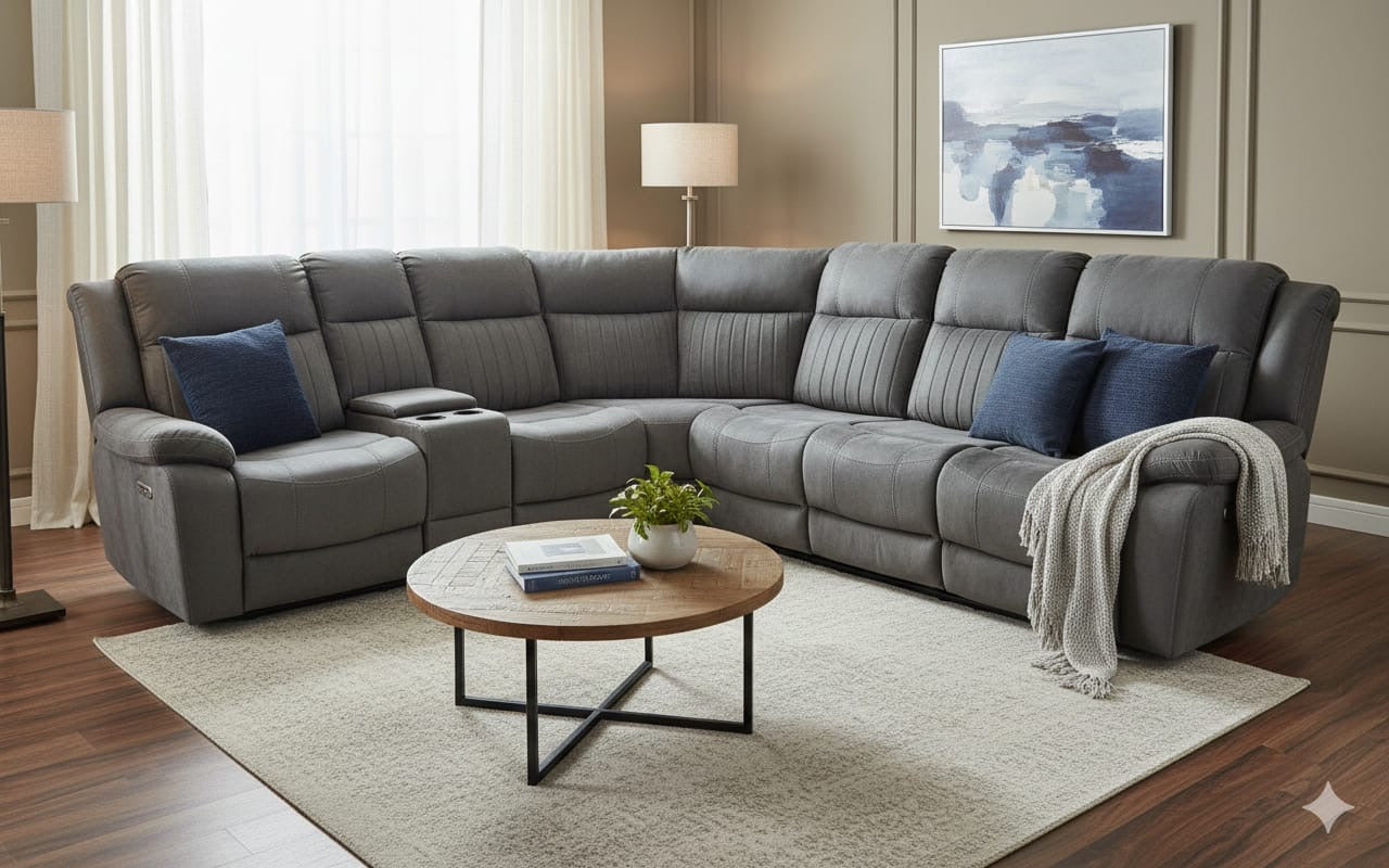 Rose Electric Corner Sofa 2+2 Seater Recliner In Grey