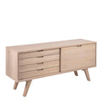 Nivaro Sideboard with 4 Drawers and Sliding Door in White Oak