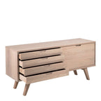 Nivaro Sideboard with 4 Drawers and Sliding Door in White Oak