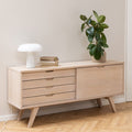 Nivaro Sideboard with 4 Drawers and Sliding Door in White Oak
