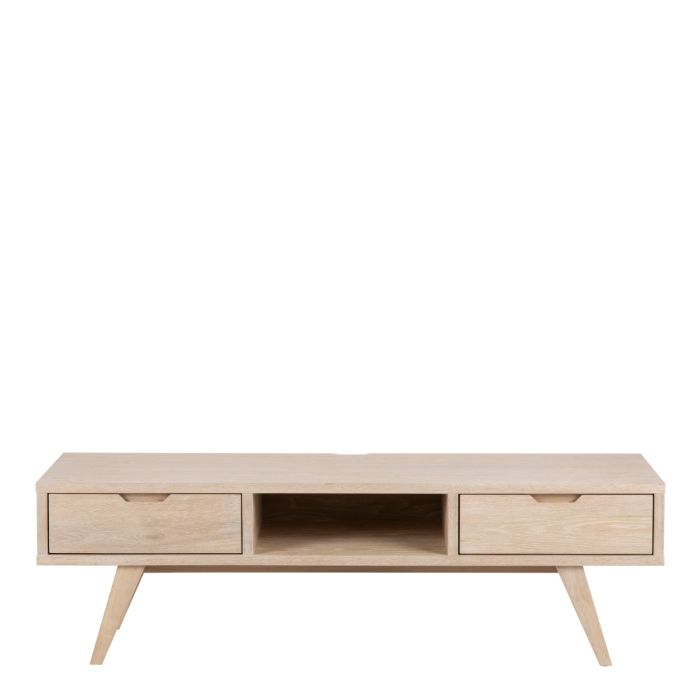Nivaro TV Unit with 2 Drawers in White Oak