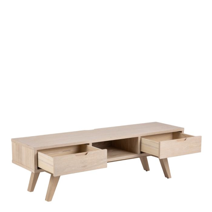 Nivaro TV Unit with 2 Drawers in White Oak