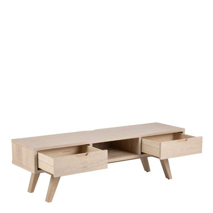 Nivaro TV Unit with 2 Drawers in White Oak