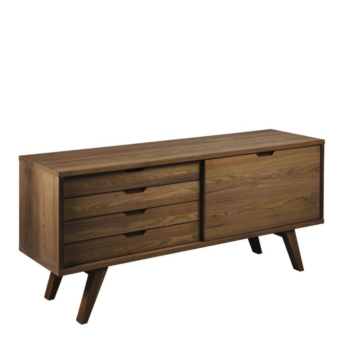 Nivaro Sideboard with 4 Drawers and Sliding Door in Smoked Oak