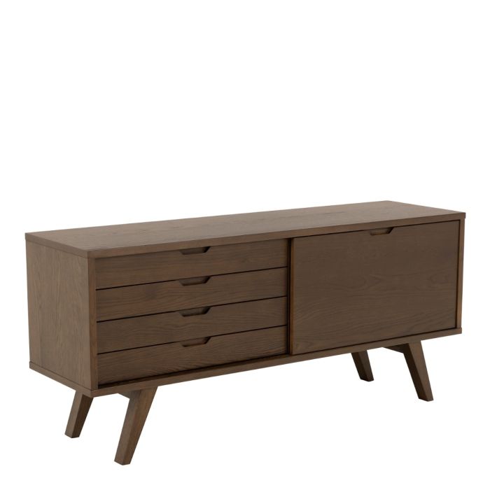 Nivaro Sideboard with 4 Drawers and Sliding Door in Smoked Oak