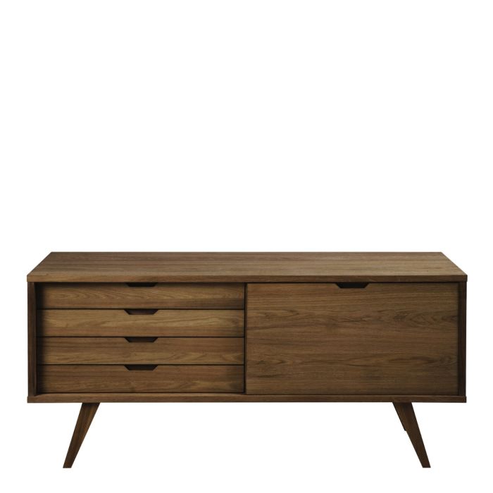 Nivaro Sideboard with 4 Drawers and Sliding Door in Smoked Oak