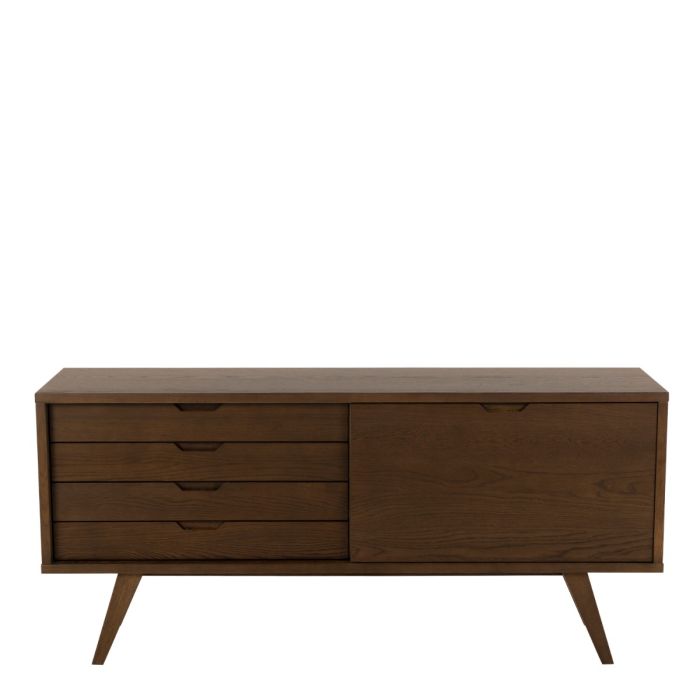 Nivaro Sideboard with 4 Drawers and Sliding Door in Smoked Oak
