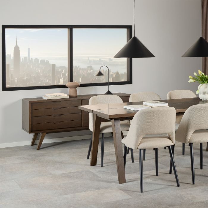 Nivaro Sideboard with 4 Drawers and Sliding Door in Smoked Oak
