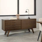 Nivaro Sideboard with 4 Drawers and Sliding Door in Smoked Oak