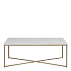 Tessaro Coffee Table with White Marble Top & Brass Legs