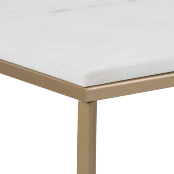 Tessaro Coffee Table with White Marble Top & Brass Legs