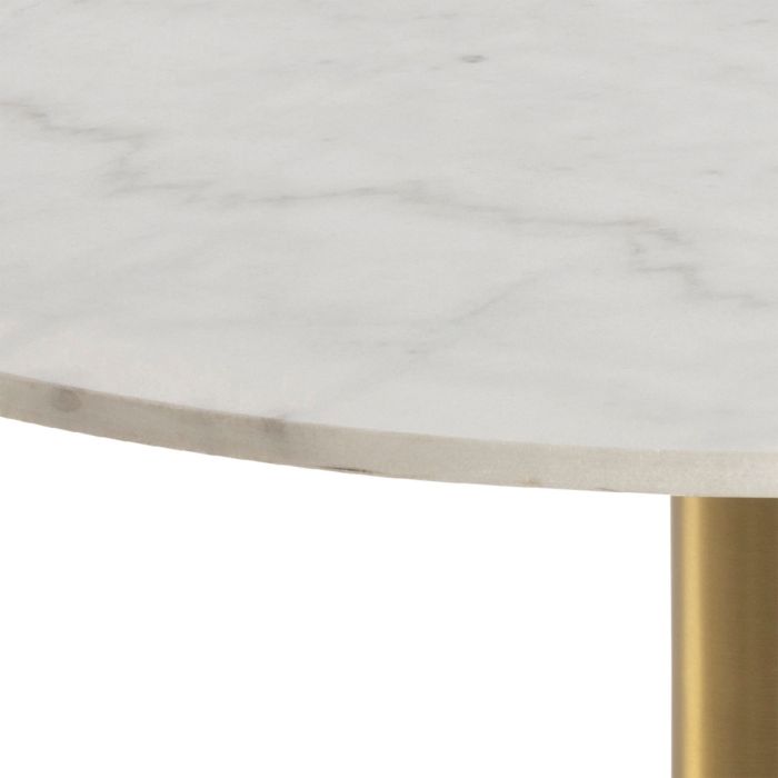 Breslo Round Coffee Table with White Polished Marble Top & Gold Base