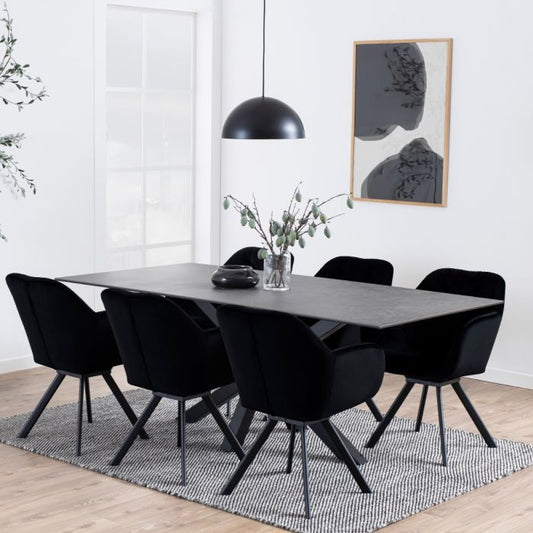 Heaven Dining Table with Ceramic Black Top 200x75.5cm
