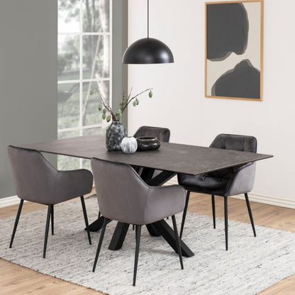 Heaven Dining Table with Ceramic Black Top 200x75.5cm