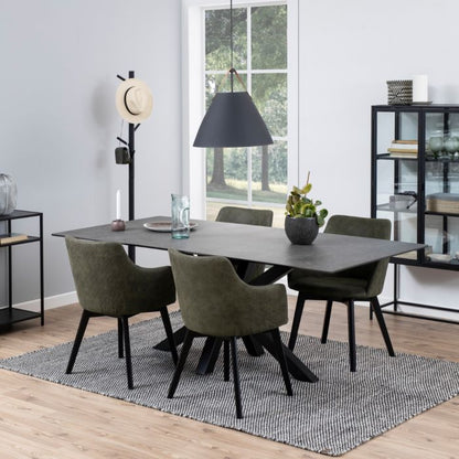 Heaven Dining Table with Ceramic Black Top 200x75.5cm