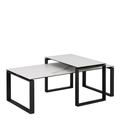 Halden Coffee Table Set with White Ceramic Akranes Top