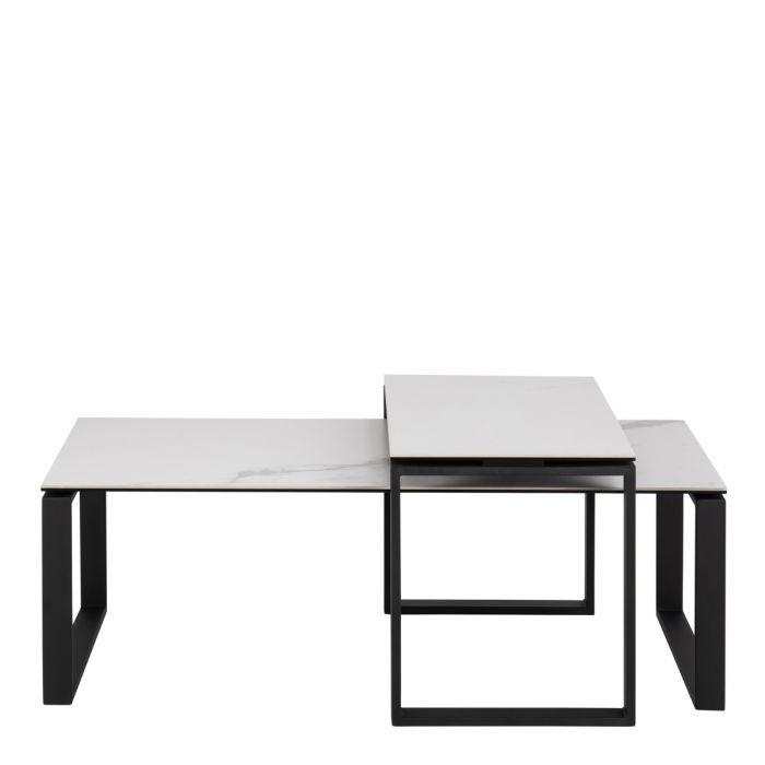 Halden Coffee Table Set with White Ceramic Akranes Top