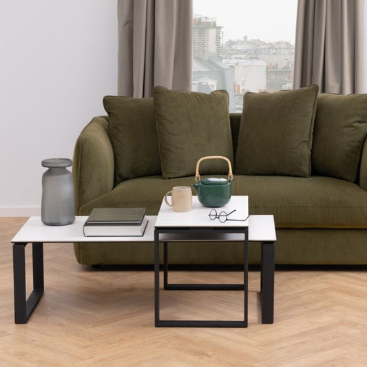 Halden Coffee Table Set with White Ceramic Akranes Top