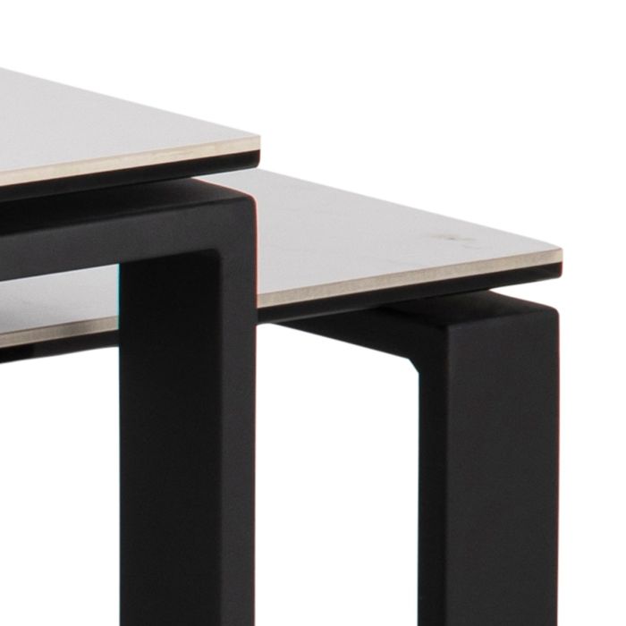 Halden Coffee Table Set with White Ceramic Akranes Top