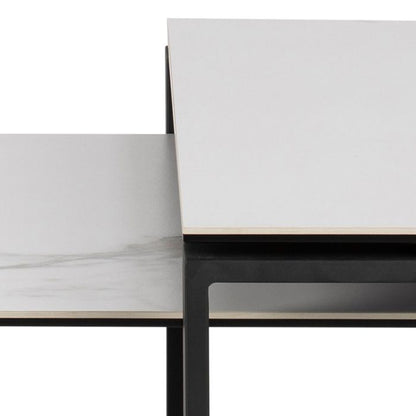 Halden Coffee Table Set with White Ceramic Akranes Top