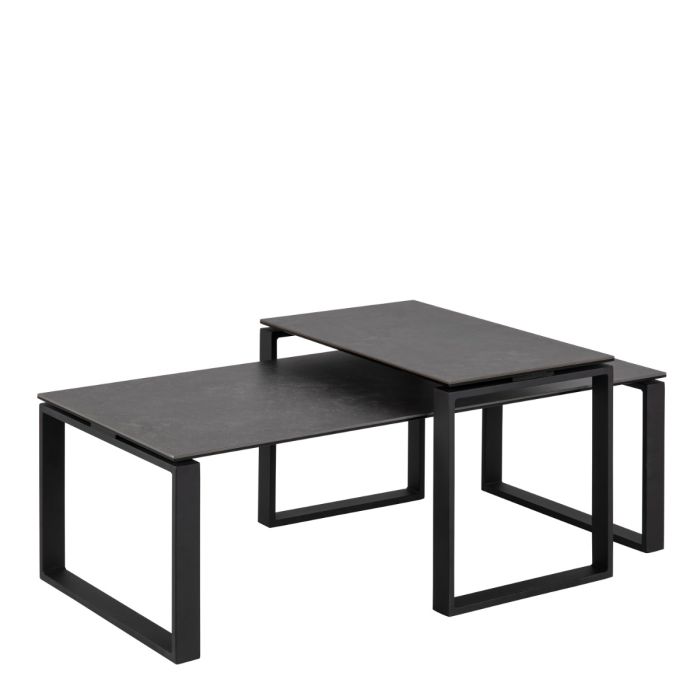 Halden Ceramic Coffee Table Set in Black