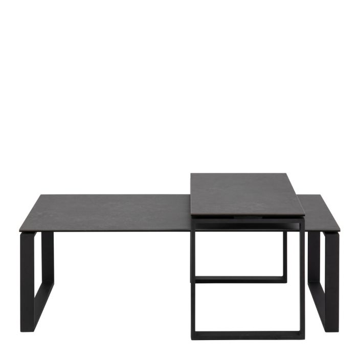 Halden Ceramic Coffee Table Set in Black