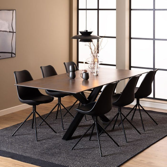 Heaven Dining Table with Ceramic Rusty Brown Top 200x75.5cm