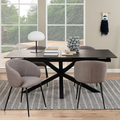 Heaven Extendable Dining Table with Ceramic Black Top 200-240cm