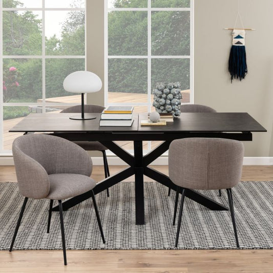 Heaven Extendable Dining Table with Ceramic Black Top 200-240cm