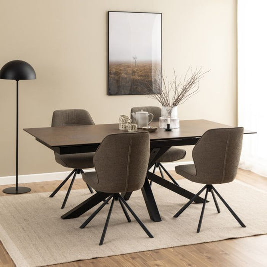 Heaven Extendable Dining Table with Ceramic Rusty Brown Top 200-240cm