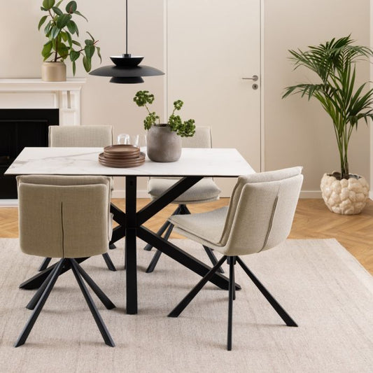 Heaven Dining Table with Ceramic White Top 135x75.5cm